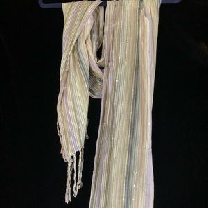 NEW scarf- neutrals w/lavender tone and sequins